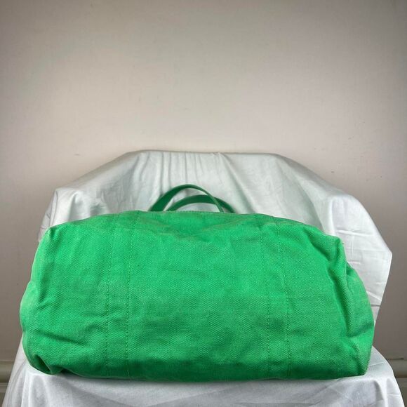 Polo Ralph Lauren Embroidered Pony Canvas Tote Bag #3 Large Green Vintage Zipper - Picture 5 of 8